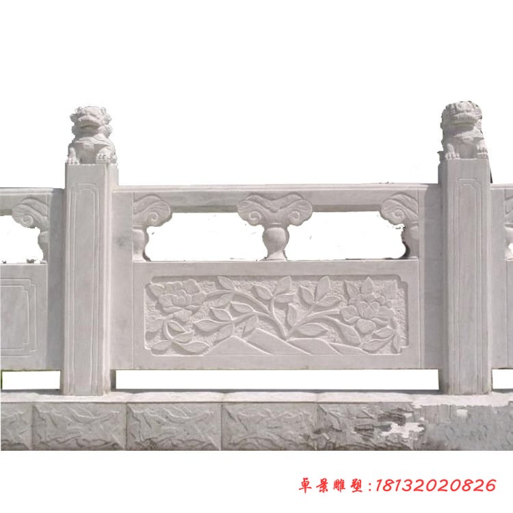 公园汉白玉花朵石雕栏板