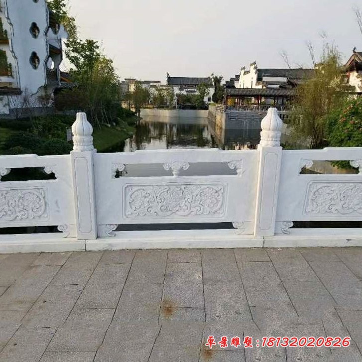 公园汉白玉花朵石雕栏板