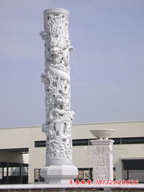 汉白玉龙柱广场景观石雕 (2)