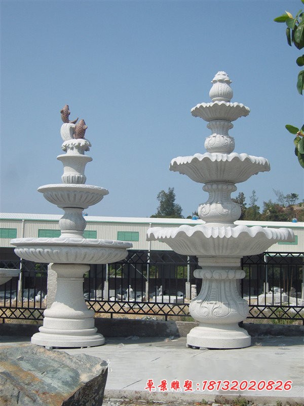 汉白玉喷泉石雕多层石雕喷泉