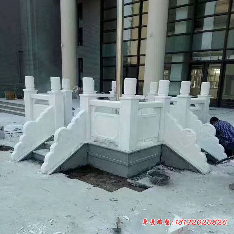 企业小型汉白玉升旗台石雕