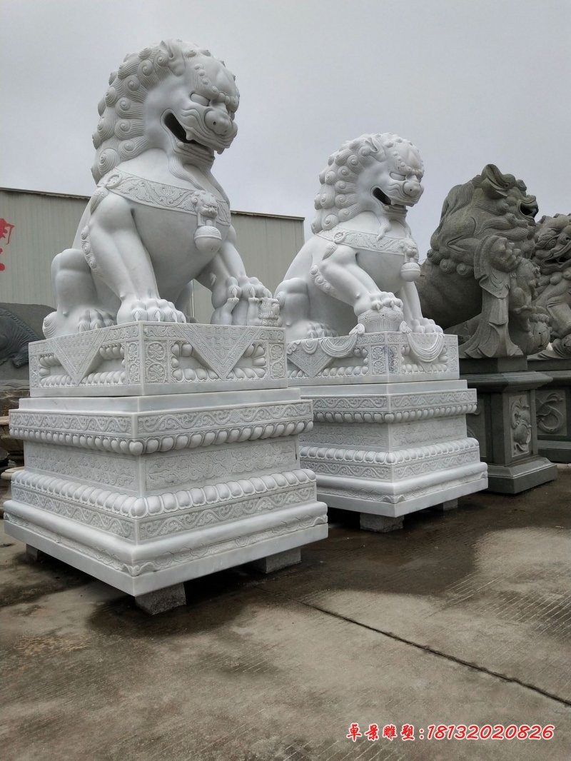 汉白玉狮子雕塑企业门口石雕