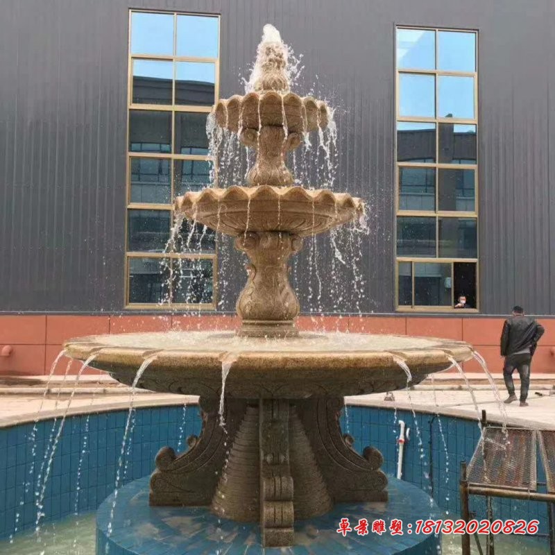 花岗岩三层喷泉石雕