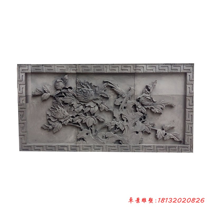 大理石牡丹石浮雕壁画