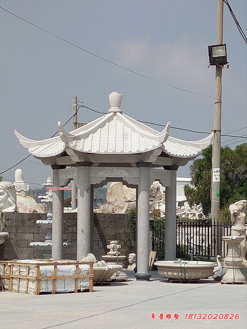 六角石凉亭大理石凉亭