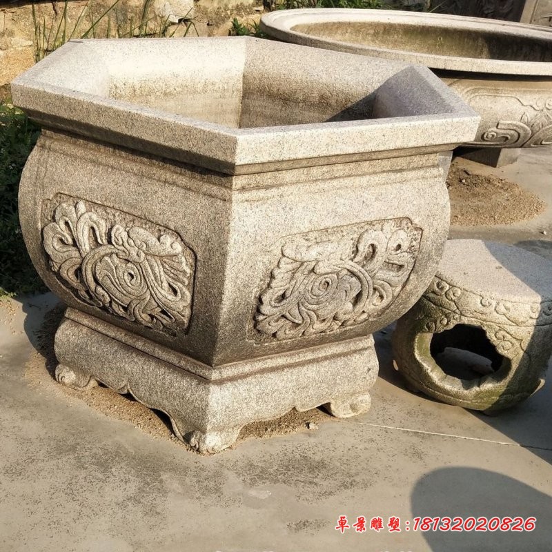 六角石水缸庭院景观石雕 (3)