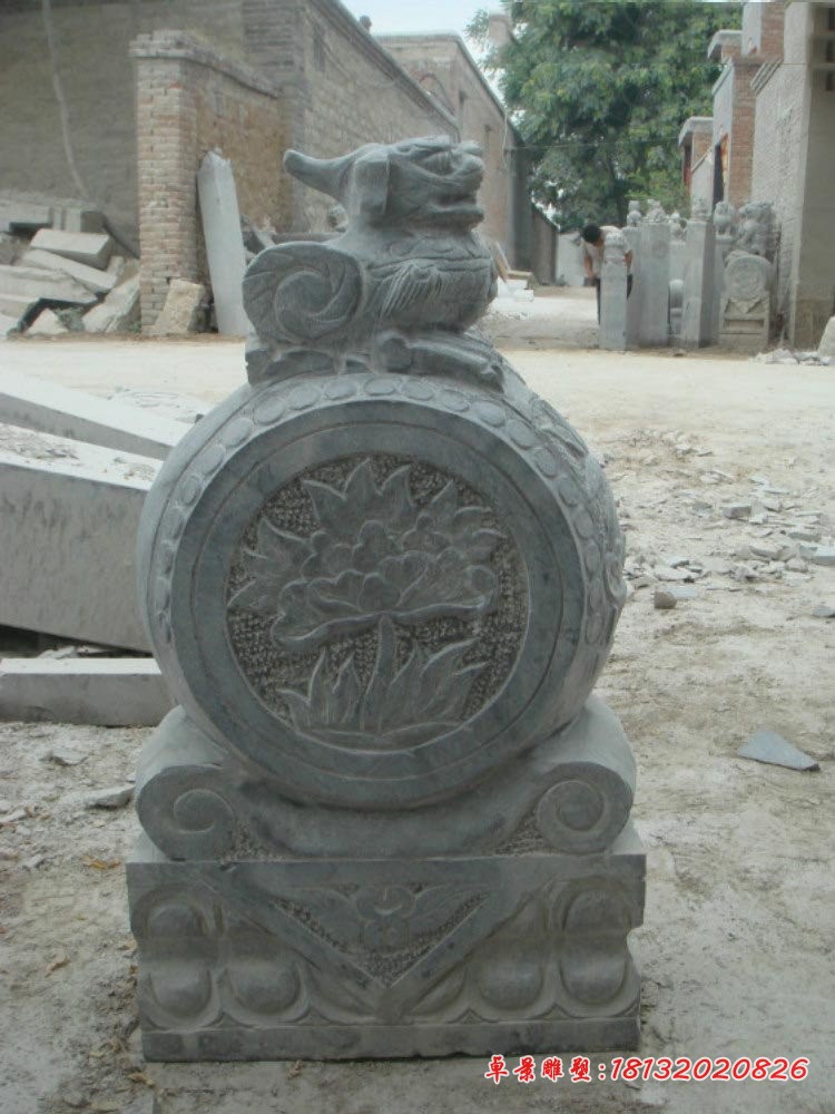 青石仿古貔貅门墩 门口招财镇宅抱鼓石 