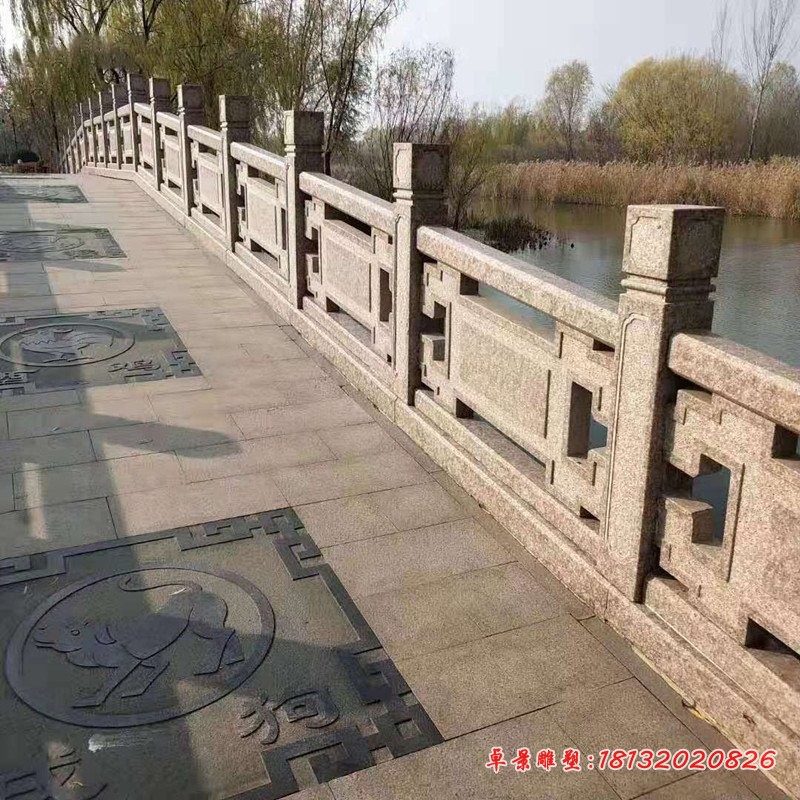 青石浮雕栏板栏杆公园河道护栏石雕 