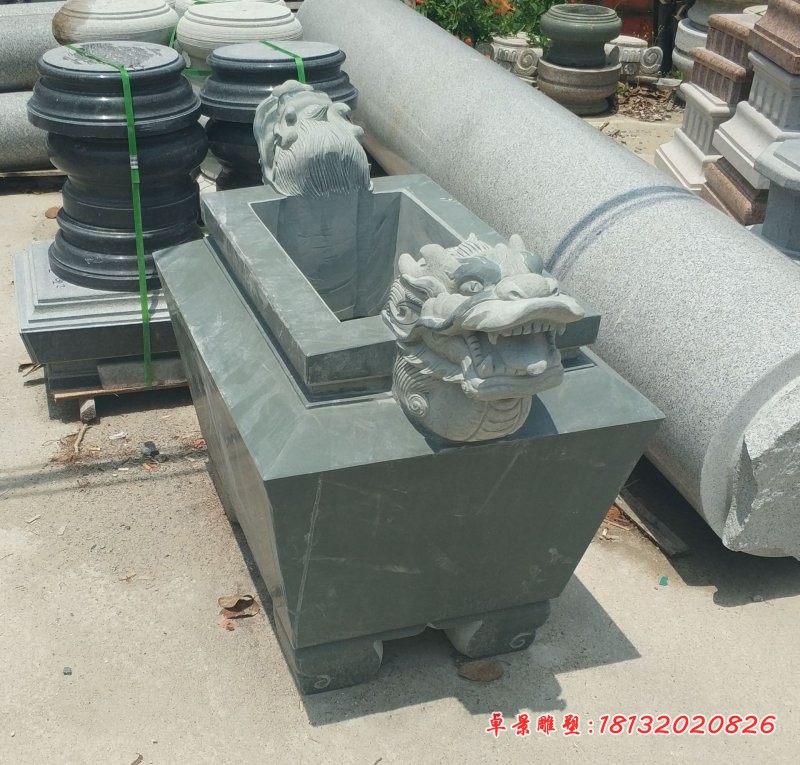 青石龙头香炉寺庙景观石雕