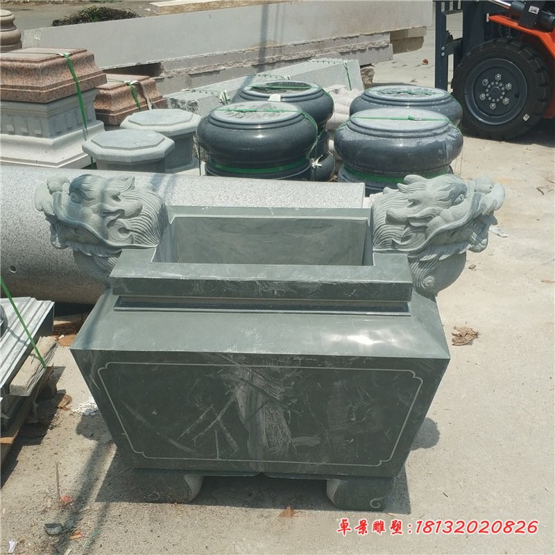 青石龙头香炉寺庙景观石雕