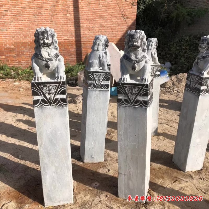 青石狮子拴马桩