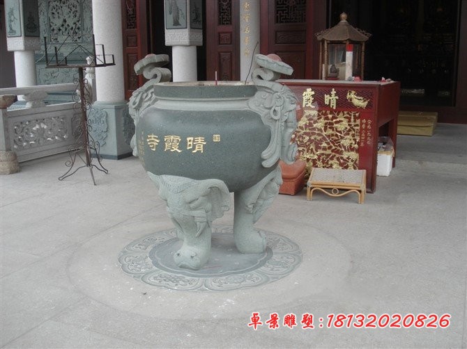 三足香炉石雕仿古石香炉 (4)