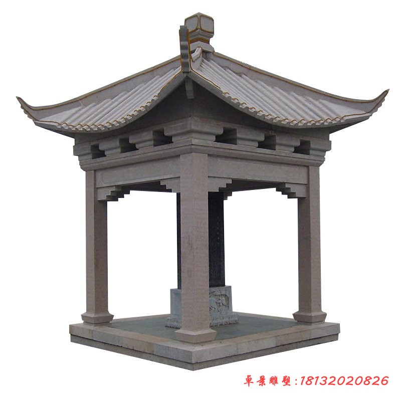 四角凉亭石雕公园景观雕塑 