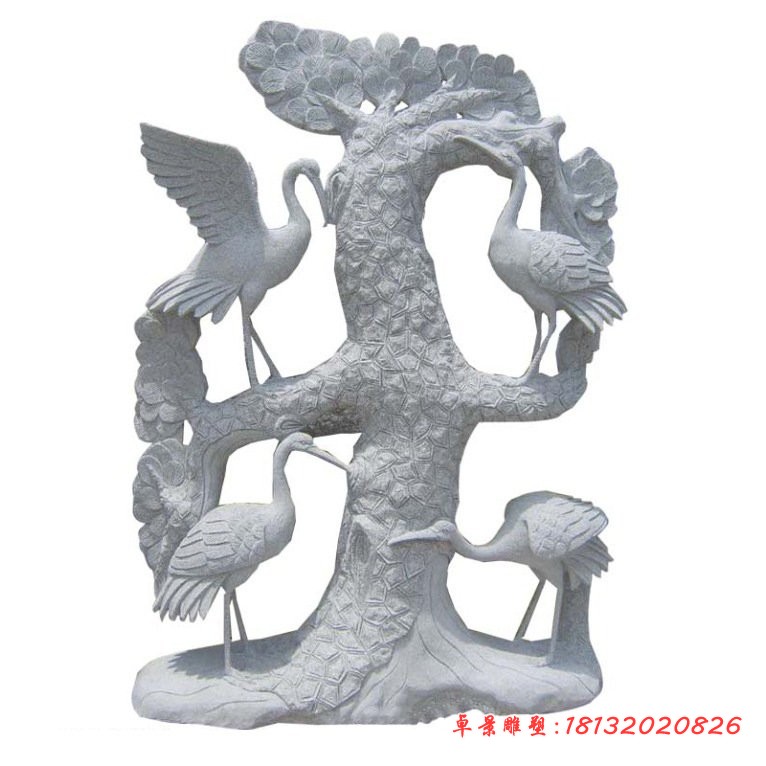 松鹤延年石雕公园景观雕塑
