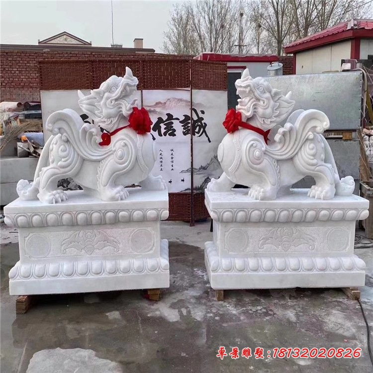 庭院门口汉白玉貔貅石雕