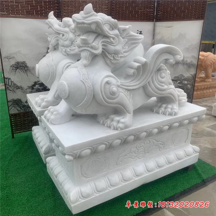 庭院门口汉白玉貔貅石雕