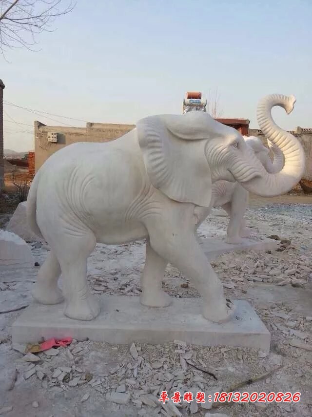 大理石大象雕塑公园动物石雕