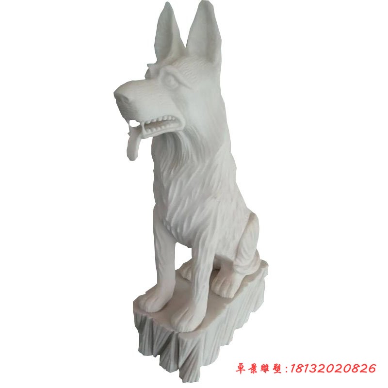 大理石德牧狗石雕