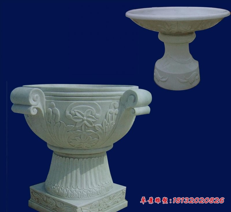 大理石花盆石头花盆雕塑