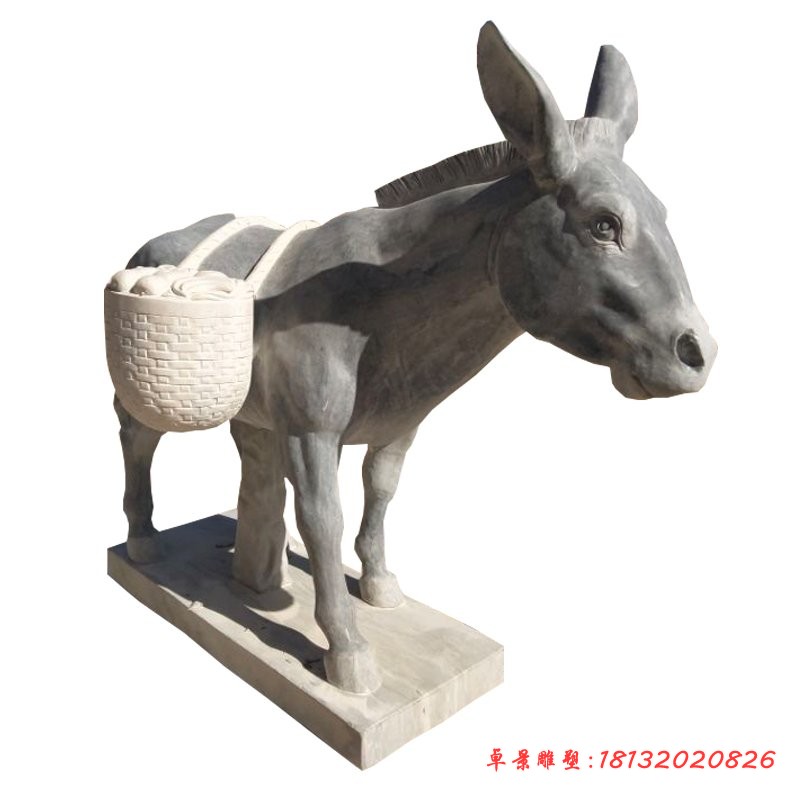 大理石驮货物的毛驴石雕