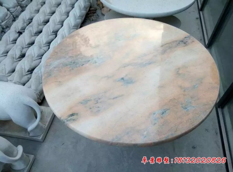 大理石圆桌雕塑公园桌子石雕 