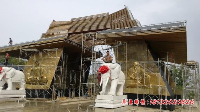 汉白玉大象石雕寺庙大象雕塑 