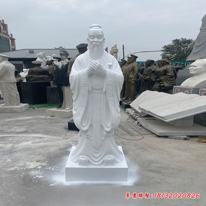 汉白玉孔子行教像雕塑
