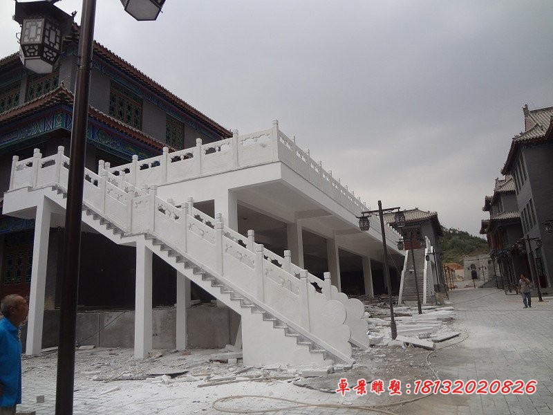 汉白玉栏板石雕石头围栏雕塑 (2)