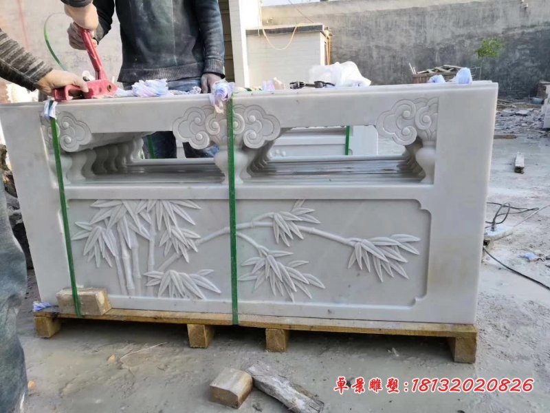 汉白玉梅兰竹菊石浮雕栏板雕塑 (3)