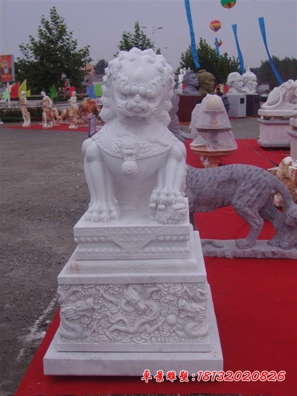 汉白玉狮子雕塑石雕看门狮子