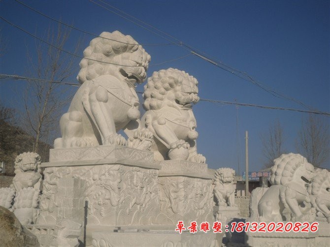 汉白玉狮子雕塑北京狮子石雕 
