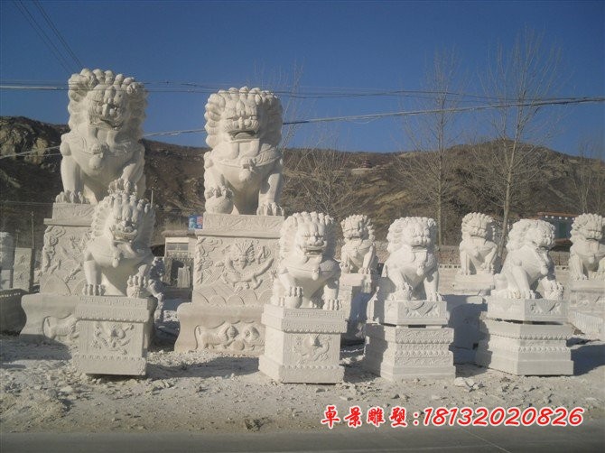 汉白玉狮子雕塑北京狮子石雕 