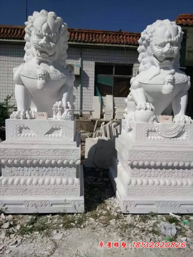 汉白玉狮子雕塑看门狮子石雕