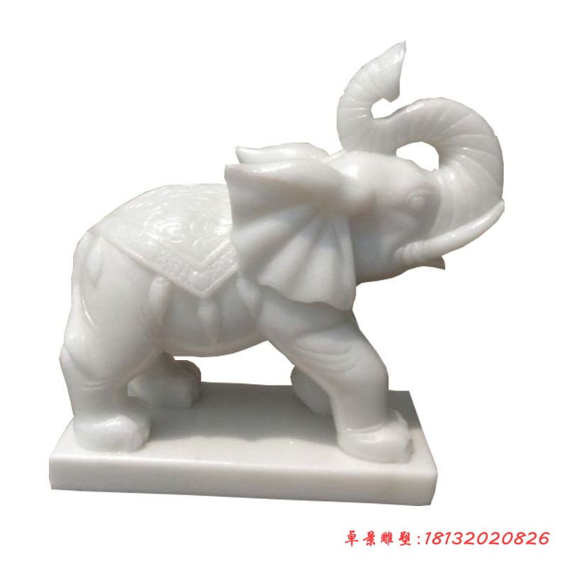 汉白玉象鼻朝天小象石雕