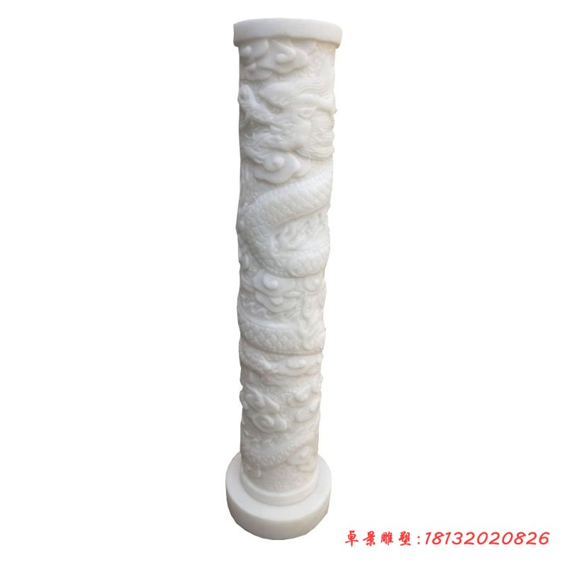 汉白玉小型龙柱石雕