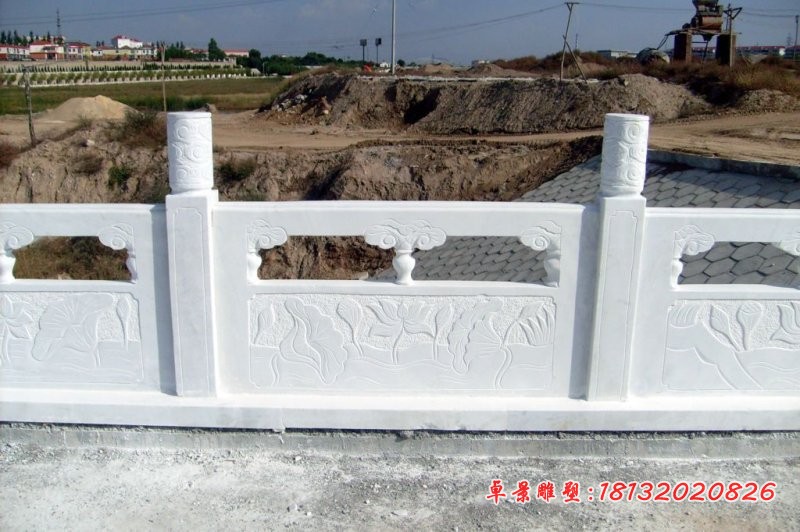 荷花栏板石雕汉白玉石栏板