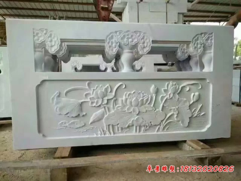 荷花石浮雕栏板雕塑