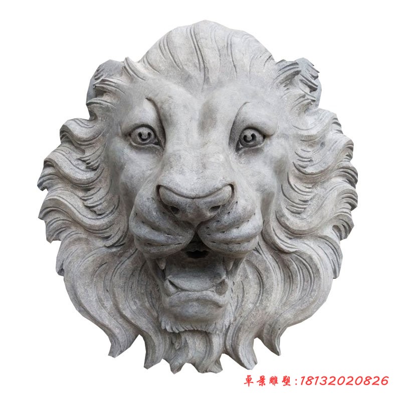 墙壁喷水狮子头石雕