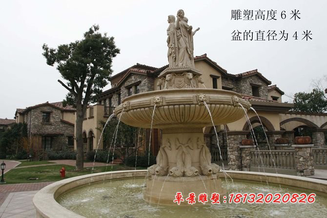 人物喷泉雕塑别墅喷泉石雕