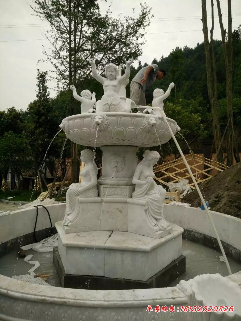 人物喷泉石雕欧式喷泉雕塑 (1)