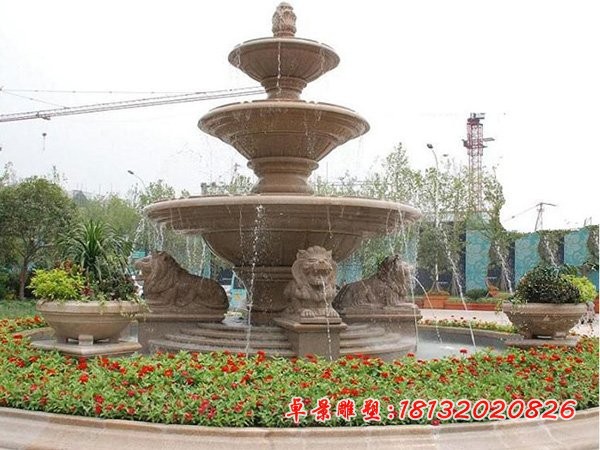 狮子喷泉雕塑别墅喷泉石雕 