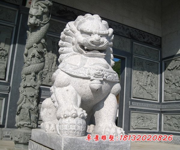 狮子石雕大理石看门狮子