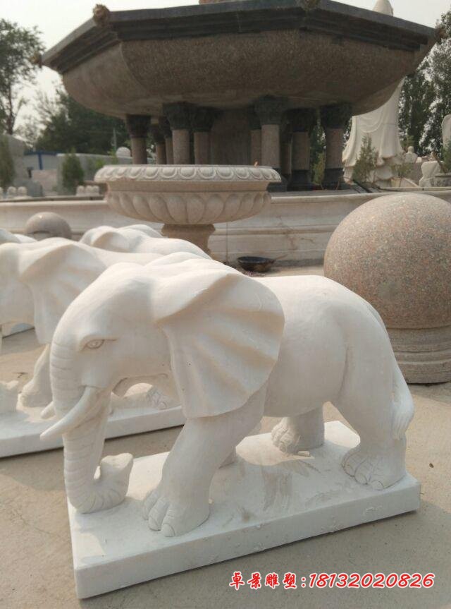 石雕汉白玉小象企业动物雕塑 