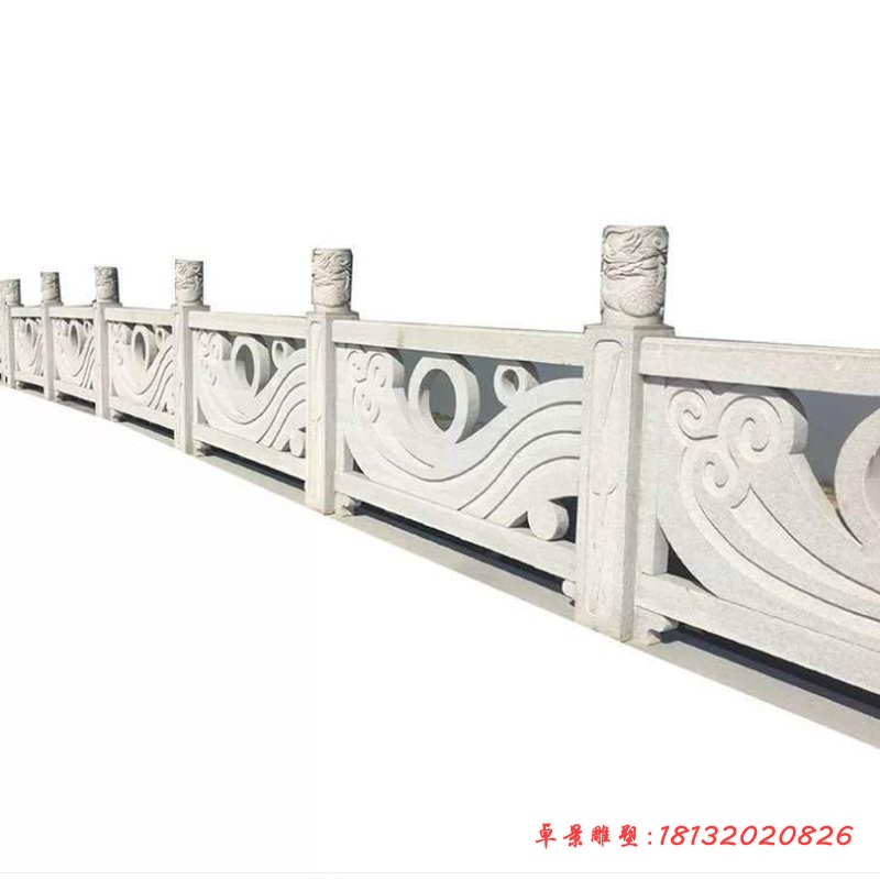 大理石海浪浮雕石栏板