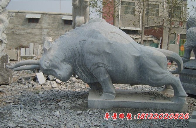 拓荒牛石雕广场大理石牛雕塑 