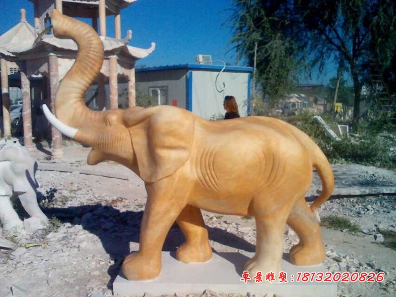 晚霞红大象石雕