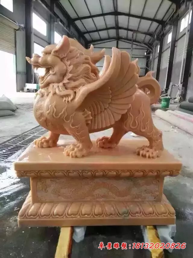 晚霞红貔貅雕塑神兽石雕