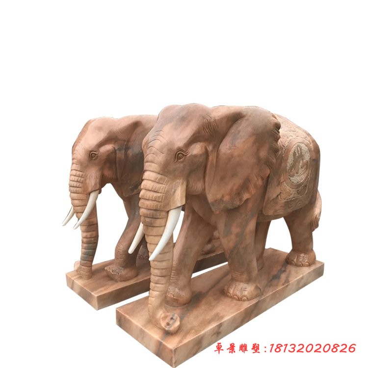 晚霞红如意大象石雕