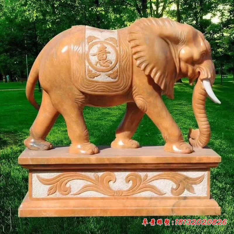 晚霞红镇宅吉祥大象雕塑