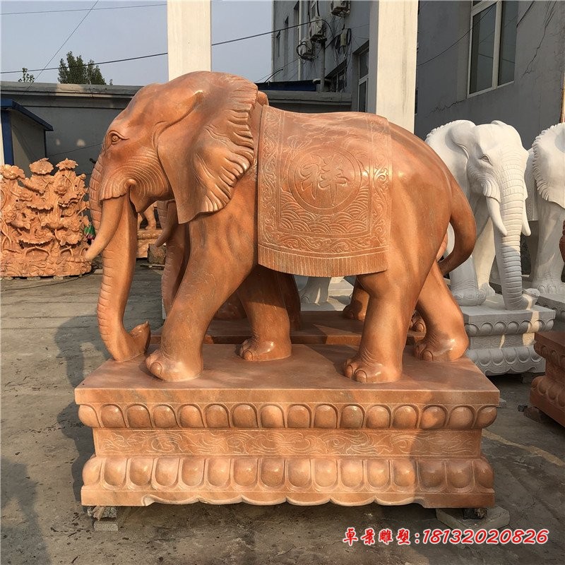 晚霞红镇宅吉祥大象雕塑 